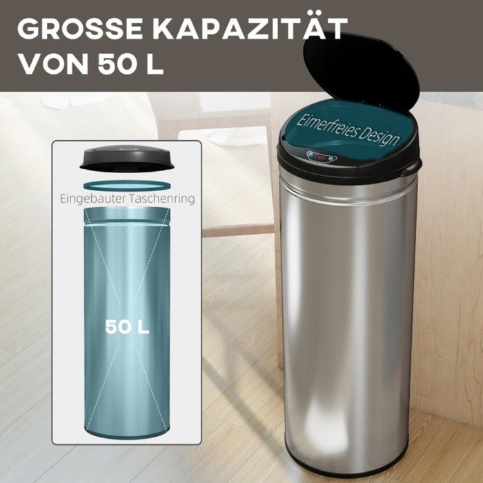 Poubelle En Métal Inox 50 Litres Ouverture à Pédale - Poubelle - Sac
