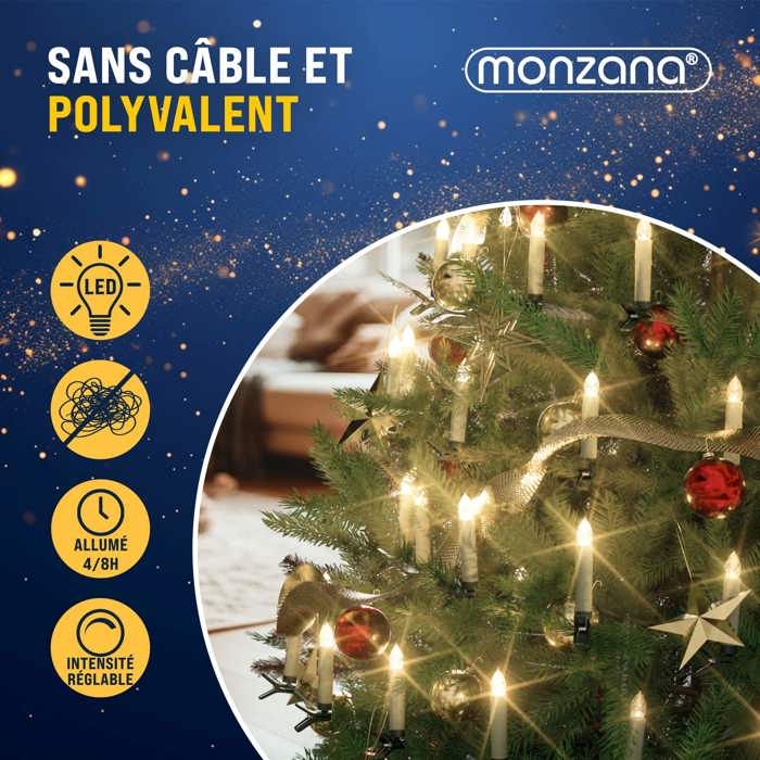 Goobay 10 Bougies De Sapin De Noël LED Sans Fil - Avec Clips Et