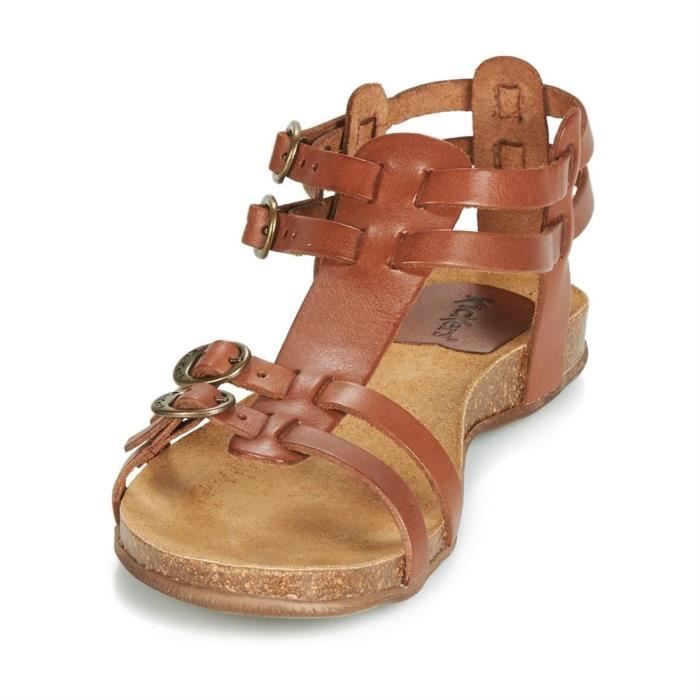 Sandales nu pieds ana femme kickers 281777 Marron Cdiscount Chaussures