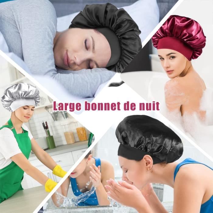 2pcs Bonnet Satin Cheveux Nuit Bonnet Nuit Satin Bonnet Soie Cheveux Nuit  Bonnet de Nuit Femme pour Soin des Cheveux Longs Spa