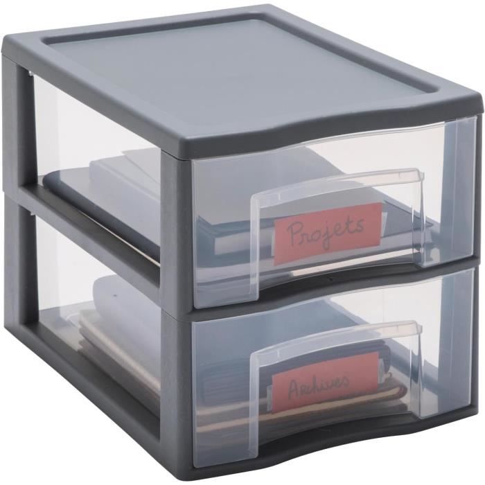SUNDIS Tag Tower, lot de 4 tours de rangement en plastique gris, 3 tiroirs transparents format A5, hauteur 25,5 cm, superposable, idéale rangement cosmétiques, bijoux, accessoires, fournitures SUNDIS Tag Tower, lot de 4 tours de rangement en plastique gris, 3 tiroirs transparents format A5, hauteur 25,5 cm, superposable, idéale rangement cosmétiques, bijoux, accessoires, fournitures