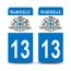 Paire Autocollants Marseille Departement 13 Plaques Voiture