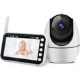 Babyphone Moniteur vidéo Caméra bébé berceuse capteur de température - écran LCD 4,5'' avec fonction d'interphone vision nocturne-0