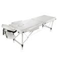 Table de massage Pliante 2 Zones Cadre en Aluminium Blanc avec Housse 185 x 60 cm VINTEKY®-0