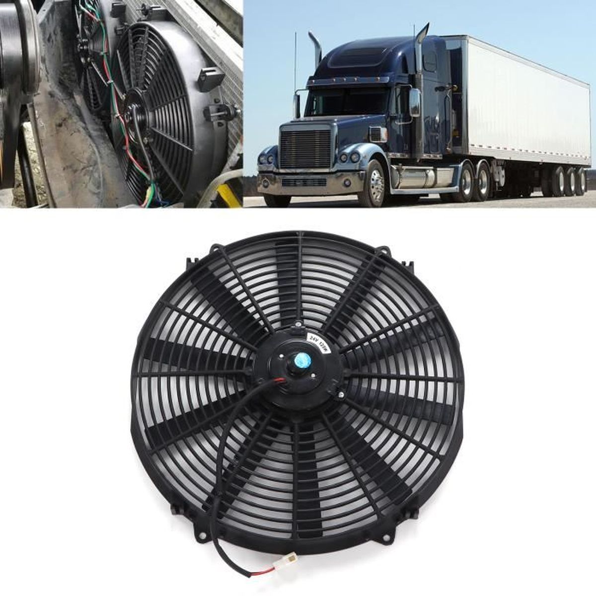 Ventilateur De Radiateur KIMISS 8 Pouces - 12V 80W - 10 Pales Universelles - Pour Refroidissement Moteur