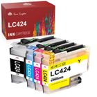 AUMOK Cartouche d'encre TONER KINGDOM LC424 Compatible pour Cartouche Brother LC424XL LC-424 pour Brother DCP-J1200W DCP-J1200WE 4-PACK
