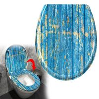 AUFUN Abattant WC ergonomique avec couvercle de siège de toilette avec mécanisme d'abaissement automatique - Planches bleues