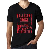 Homme T-Shirt Col V Millésime Vieilli À La Perfection 1983 40 Ans T-Shirt Cadeau 40e Anniversaire Vintage Année 1983 Noir
