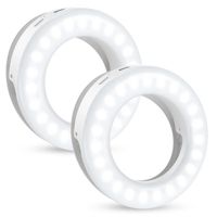 2PCS Selfie Ring Light, Selfie Lumière Anneau Rechargeable, 40 LED, Lumière chaude/lumière froide/lumière naturelle 3 modes