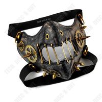 Masque de fête steampunk noir en cuir PU pour Halloween et Pâques - TECH DISCOUNT - Décoration de visage punk