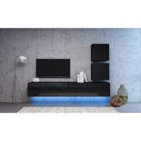 Ensemble de meubles de salon 1 VIVO - noir/noir brillant - avec LED - style moderne