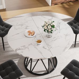 Set Table Et 4 Tabourets De Bar - Style Industriel - Noir Et Marbre