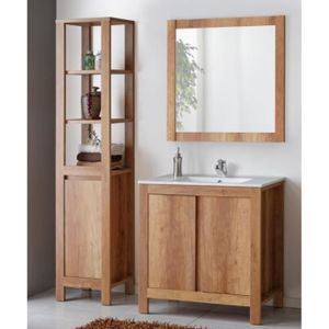 SALLE DE BAIN COMPLETE Ensemble meubles de salle de bain complet - Bois - 80 cm - Classic Oak - AC-DÉCO - Classique - Intemporel