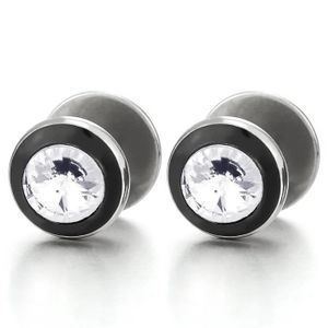 Acier 1 Paire Bouchon Jauge Faux Cheater Fake Gauges Plugs 2 Or Cercle Boucles doreilles avec Bois Homme Femme