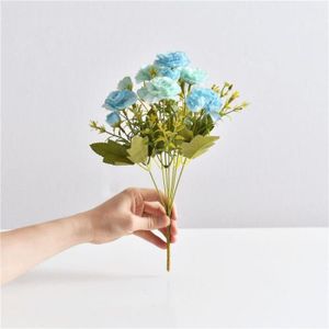 FLEUR ARTIFICIELLE bleu - Bouquet de fleurs artificielles en soie, pour décoration, petites roses, fausses fleurs, décor de mari