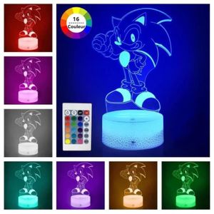 LAMPE A POSER Sonic Hedgehog Lampe de nuit Décorer Veilleuse Lampe de chevet LED télécommande Touchez pour changer de couleur 16 couleurs