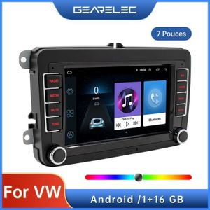 AUTORADIO GEARELEC Autoradio 7 pouces Android 10.1 Quad Core avec Navigation GPS Bluetooth WiFi AUX-in 1+16 Go ROM pour VW Tiguan Touran