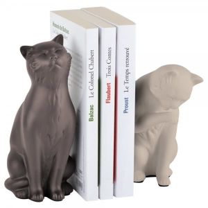 82778/ serre-livres libri x/  / support pour livre en kit/  / Deux noire en m/étal avec Superbe ausgestanzten chat Moses