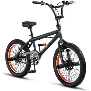 VÉLO BMX Licorne Bike Jump Premium BMX Système de rotor à 360° 4 niveaux en acier [Noir/Vert citron, Freestyle-Fatbike]