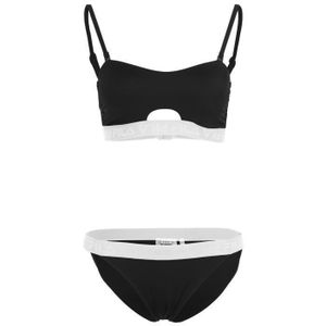 Bikini 2 Pièces Bandeau à Frange – Noir, Blanc, Rose Ou Bleu, Nylon/lycra, Neuf Avec étiquettes