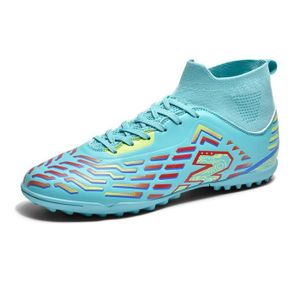 Crampons Chaussures De Football-OOTDAY Garçon High Top Spike Antidérapant Entrainement Sport Adolescents-Bleu
