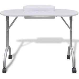 TABLE DE MANUCURE Table de manucure pliante blanche avec roulettes T