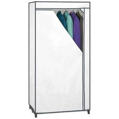 Armoire En Tissu 155x77x52 Cm Blanc Achat Vente Penderie
