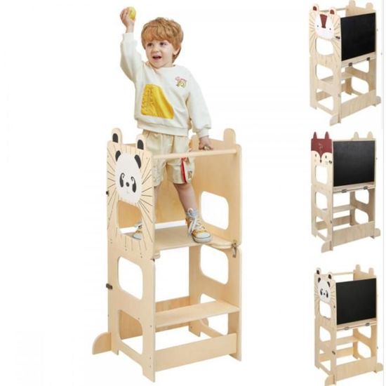 Tour D'apprentissage Montessori En Bois MENGDA - Transformable En Table Et Chaise (90x42x40 Cm)