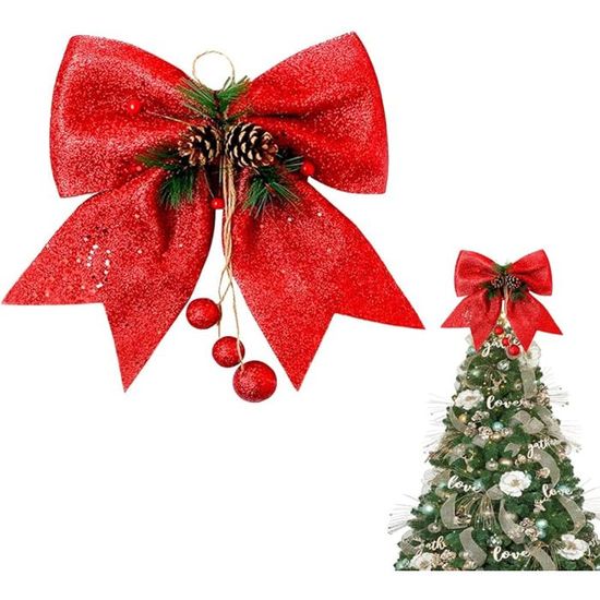 Un Ensemble De 12 Nœuds De Noël Rouges – Nœuds Tissés De 18 X 13 Cm