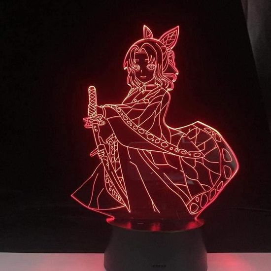 3D illusion lumière LED lumière de nuit shinobu kocho anime démon lampe lamyer ​kimetsu no yaiba - 7 couleurs.