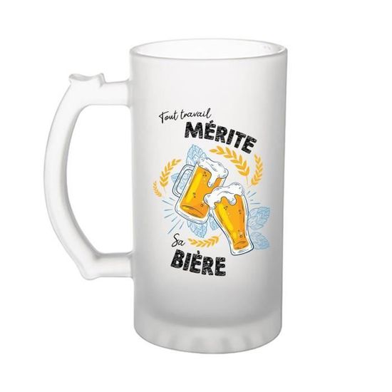 Chope de bière Tout travail mérite sa bière - Verre à bière humour