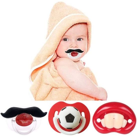 Tétine en Silicone,WENTS Drôle de Moustache en Silicone Souple Bébé Tétine Sucette de Dentition Orthodontique pour Enfant 3 Pcs