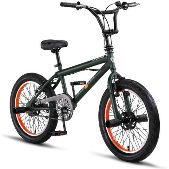 Licorne Bike Jump Premium BMX Système de rotor à 360° 4 niveaux en acier [Noir/Vert citron, Freestyle-Fatbike]