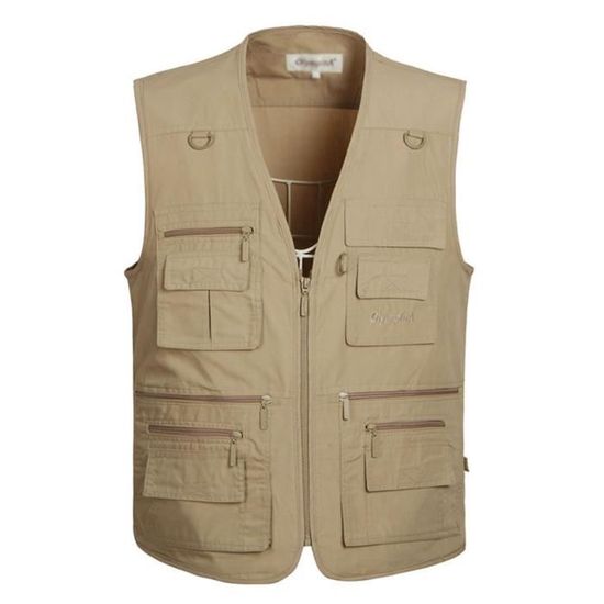 Gilet Pflueger Multi-poches Beige - 2XL, Toile, Pour Pêche, Chasse, Photo
