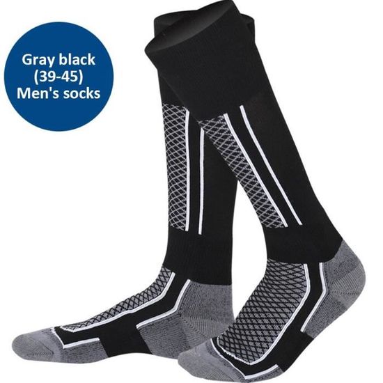 Chaussettes De Ski Thermiques Laine – Chaussettes Longues Chaleur + Compression Homme/Femme, Ski, Snowboard, Randonnée – Taille L (39-43)