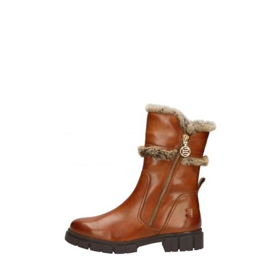 Bottines Femme Bugatti Cuir Marron Fermeture Lacets et Eclair Talon 3.5cm Marron Cdiscount Chaussures