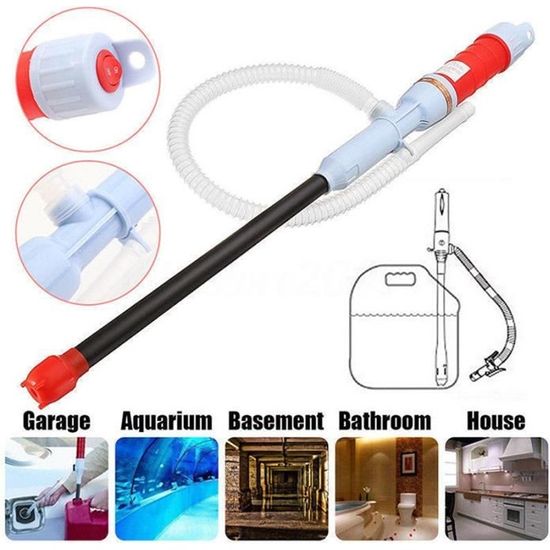 Pompe à Essence électrique 12V 2.4 GPM Avec Arrêt Automatique - Tuyau 99cm, 3 Adaptateurs Pour Bidons, Transfert Carburant