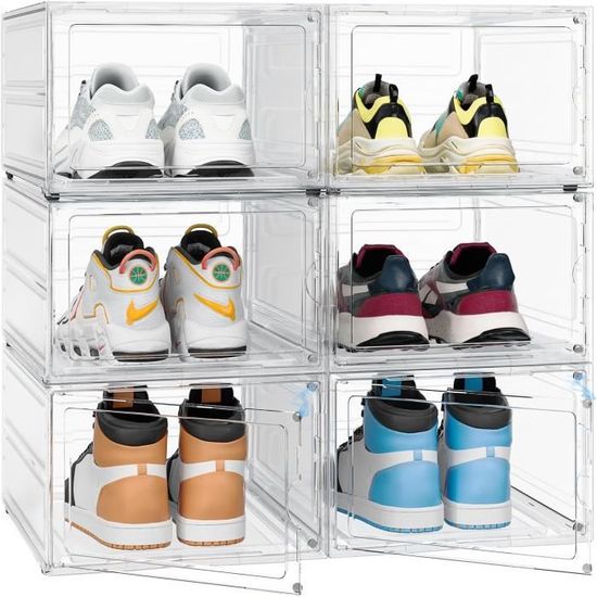 Lot De 6 Boîtes à Chaussures Transparentes, Organiseurs De Chaussures Epais Et Pliables~p145678604