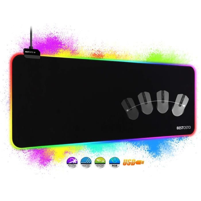 HAOLIP-TITANWOLF - RGB Tapis de Souris Gaming XXL - LED Lumineuse Tapis de  Souris Multicolore 11 Modes - 800 x 300mm - Surface anti - Cdiscount  Informatique