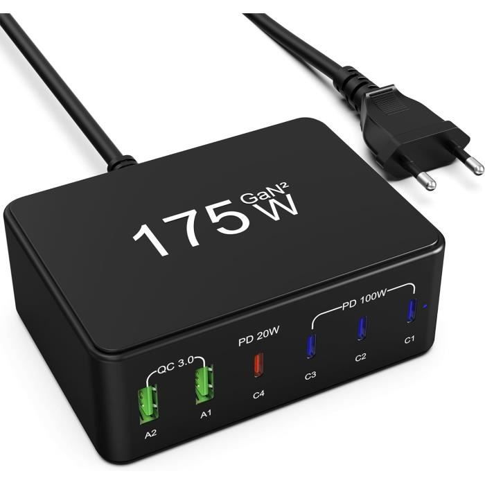 Chargeur USB C 160W 6 Ports PD3.0 QC4.0 PPS - Charge Rapide - Neuf