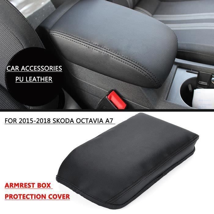 WST 1x Housse d\'Accoudoir de Siège Console Centrale Pour SKODA Octavia A7 2015-2018 Noir-Ligne