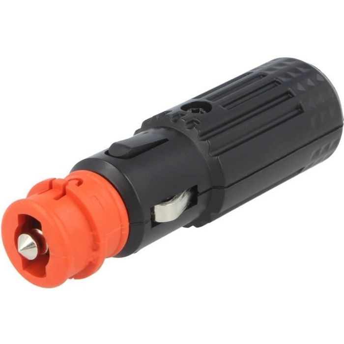 Prise Allume-cigare Male - 12V/15A - Avec fusible et Diode LED - Sans cable - ADNAuto