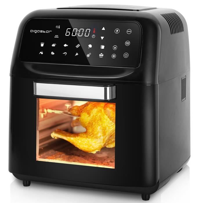 Aigostar Master - Four à air chaud de 9,5L avec accessoires, écran tactile LED - 1650W. Cuisson sûre et saine.