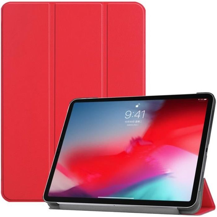 Coque iPad Pro 11- - Slim & Léger PU Cuir Housse avec Support Étui iPad Pro 11- 2018, Auto Réveil /Sommeil - Rouge