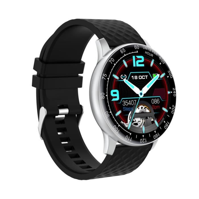 Montre Connectée Bracelet Femme Homme Sport Santé Surveillance Montre Étanche Moniteur de Fréquence Cardiaque Fitness, Noir