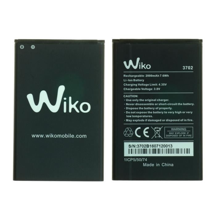 ORIGINAL Batterie Wiko 3702 2000 mAh 7,6 Wh 3,8V pour Wiko Lenny 3, JERRY