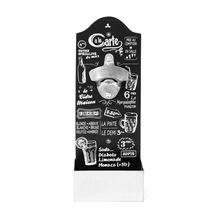 Décapsuleur mural bistrot avec récipient pour capsules noir Autres Noir