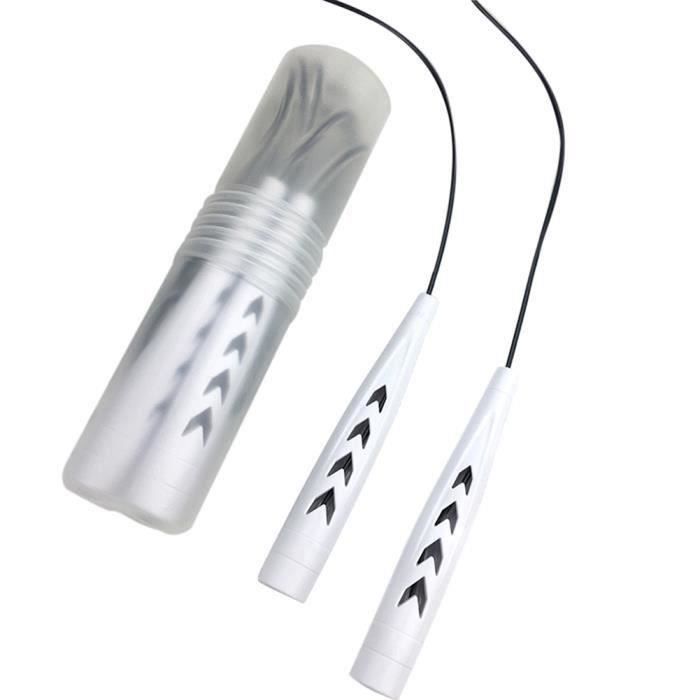 SURENHAP Corde à Sauter réglable en PVC de fitness avec poignées antidérapantes Blanc