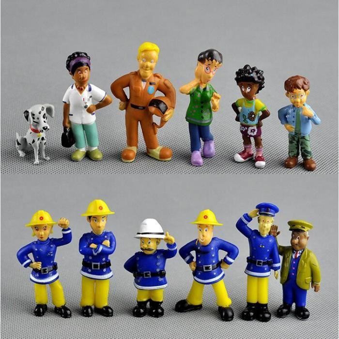 12pcs / Set anime pompier Sam figure d'action figure PVC chiffres poupée jouets 3-6cm dessin animé mignon pour la collection