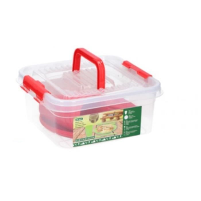 Camp Active set de pique-nique 21 pièces transparent/rouge